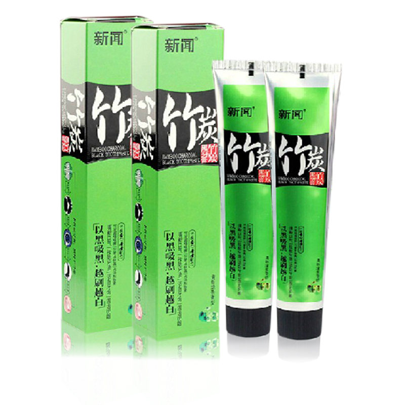 neway新闻竹炭黑牙膏去茶渍烟渍黄牙黑牙烟牙口臭 绿茶味2支装