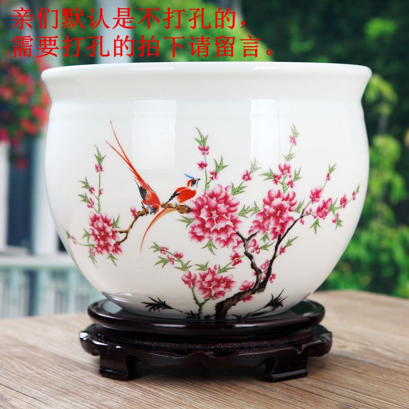 Bowl lotus pot porcelain capital Jingdezhen ceramic flower pot seed vegetable pot bowl lotus pot fish tank turtle tank secondary products