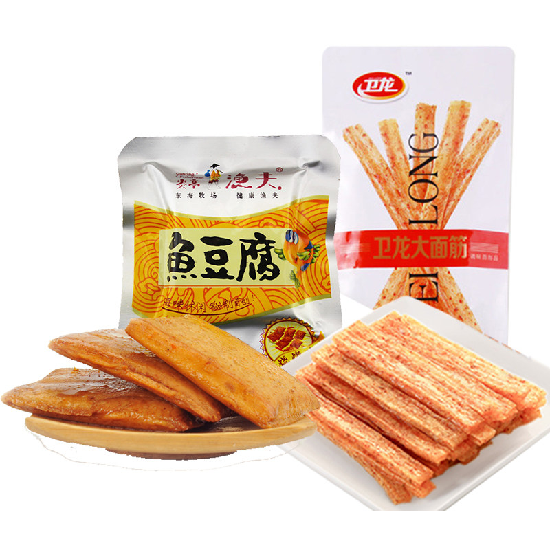 【天猫超市】卫龙大面筋68g x5+炎亭渔夫鱼豆腐烧烤味15g x5