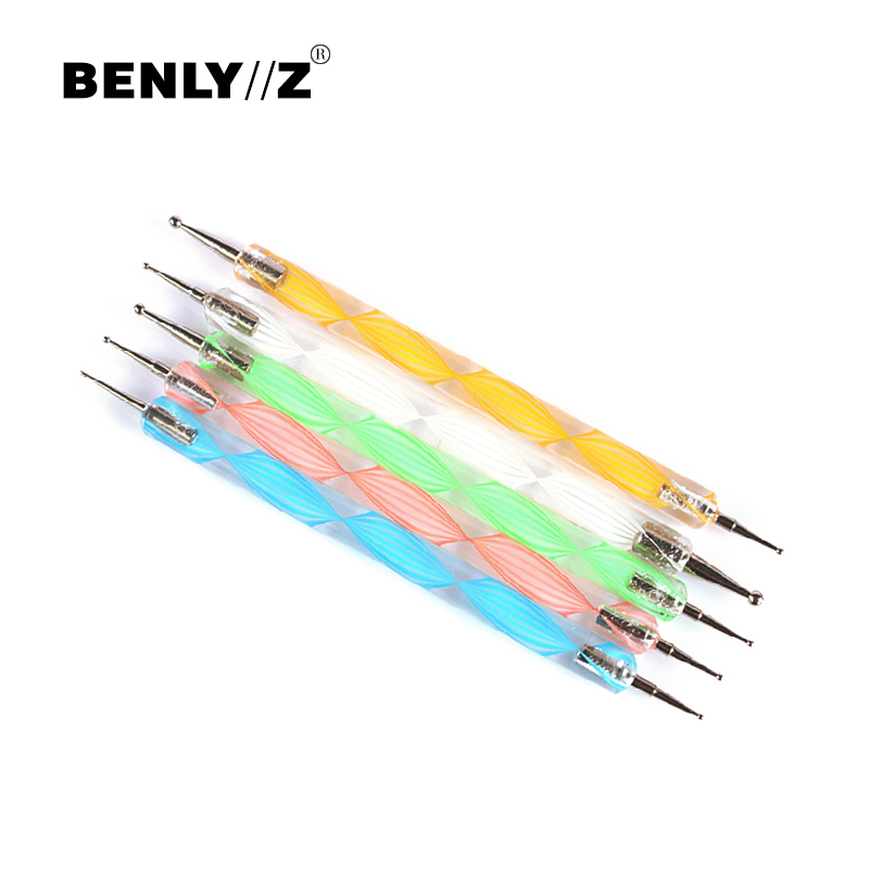 BENLY∥Z 美甲工具点花针 点钻点拉线笔双头点花笔 螺旋杆一套5只