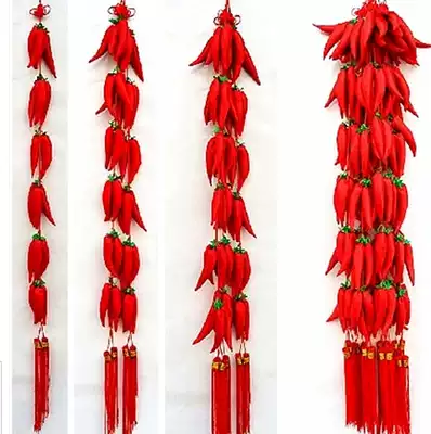 New year decoration Chinese knot small pepper hanging decoration New House wedding room decoration red pepper string pendant Spring Festival celebration