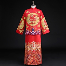 Xiuhe clothing new mens Chinese dragon and phoenix gown retro tunic robe groom dress toast gown toast Tang suit