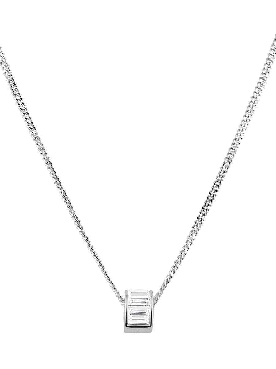 DYRBERG/KERN 银色设计师系列细形闪钻项链
