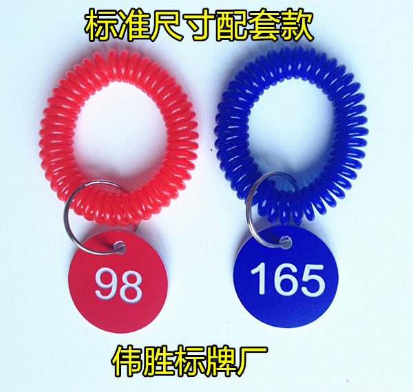Sauna Circle Number Digital Hand Card Coil Keycard Plastic Spring Bracelet with number plate number 100