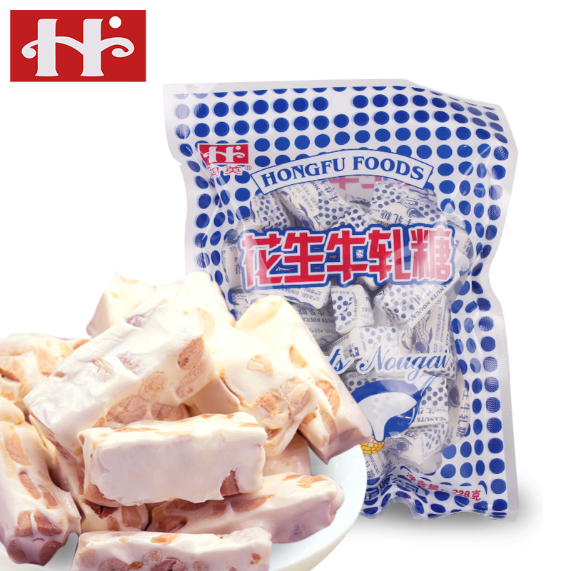 【天猫超市】鸿英 花生牛轧糖228g 喜糖软糖奶糖 休闲糖果零食%#
