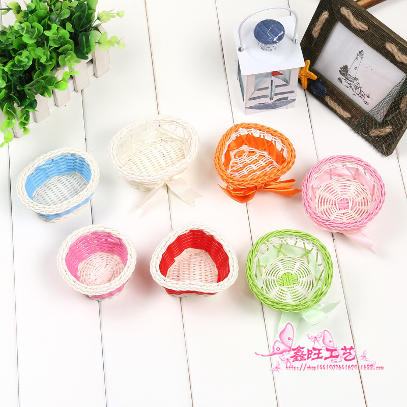 Bamboo Cane Hand-woven Wedding Celebration of Festive Sugar Basket Home Decoration Pendulum containing box flower basket Process ornament