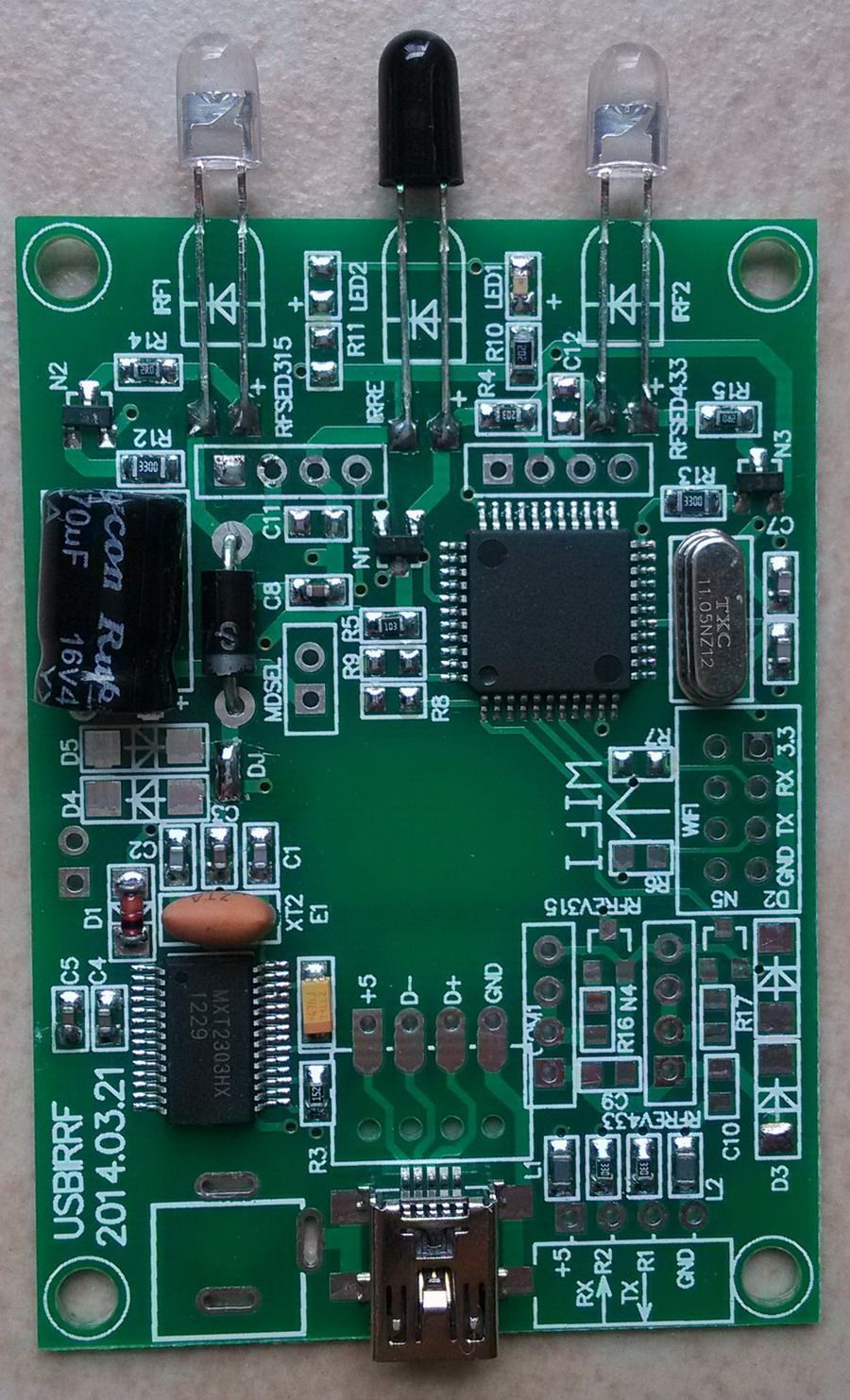 Standard USB interface infrared remote control learning module