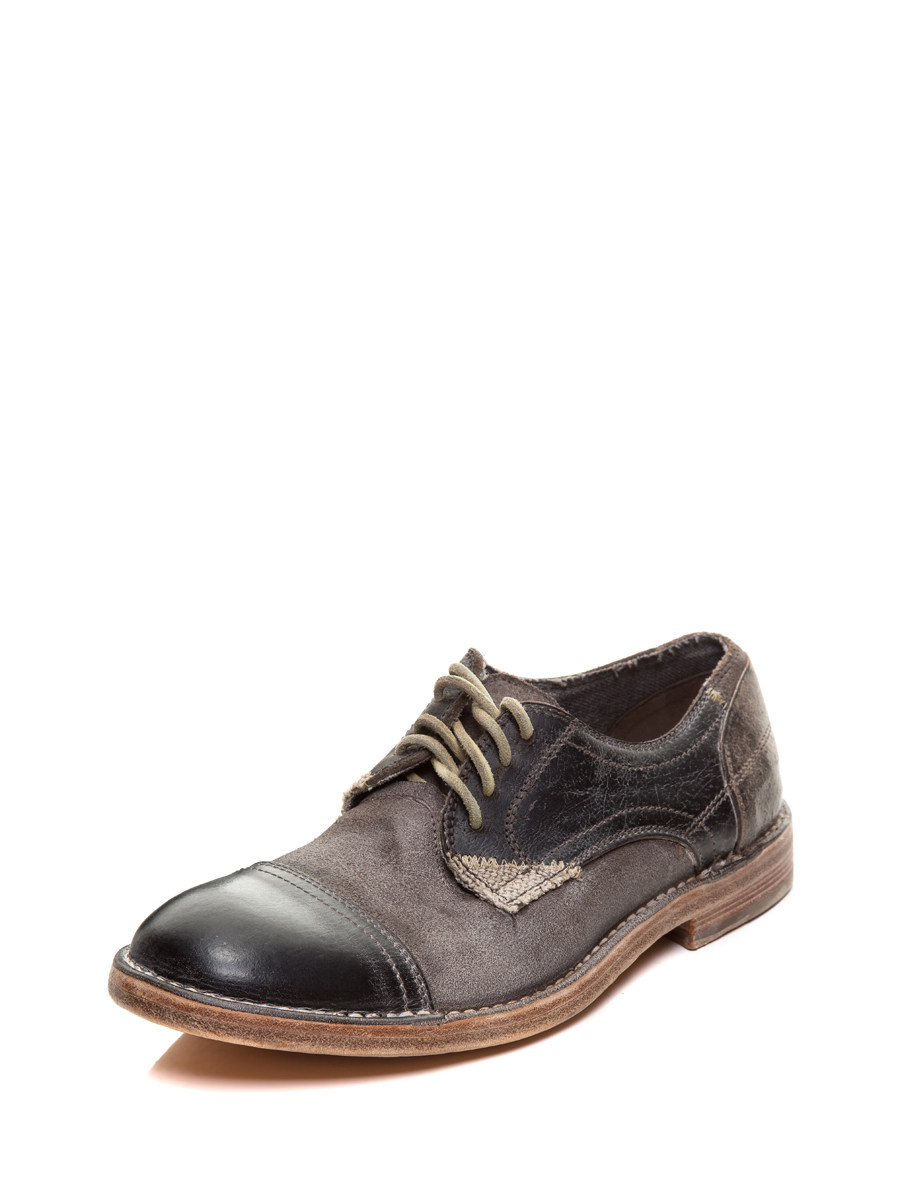 Dolce&Gabbana 深棕色双材质拼接系带休闲鞋