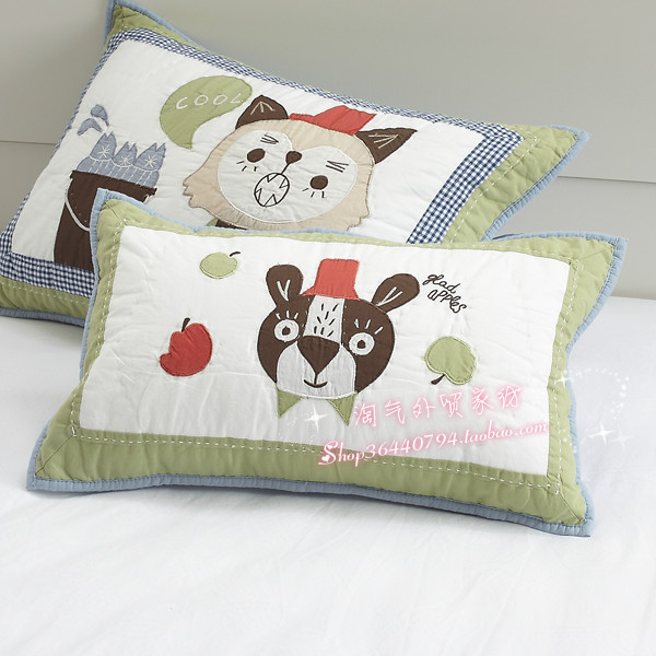 New pillowcase Single 30*50cm pillowcase Boy children pure cotton quilted cotton kindergarten farmer bear