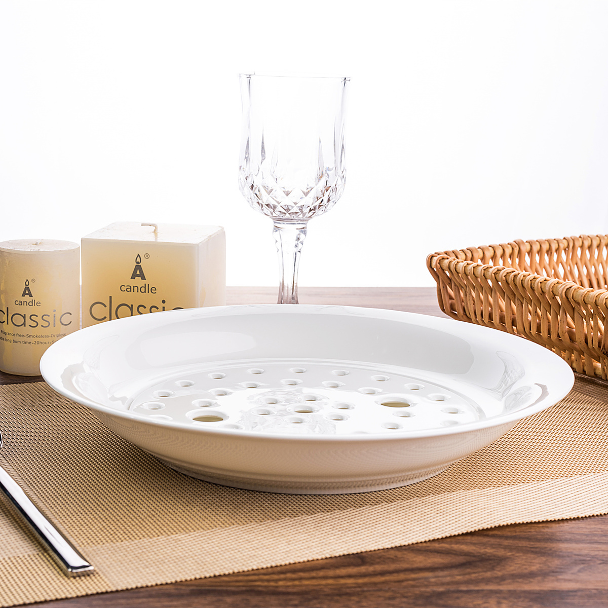 Double plate round ceramic ipads China dumpling dish drop dumplings dish deep dish dish steamed fish dish dish of fruit