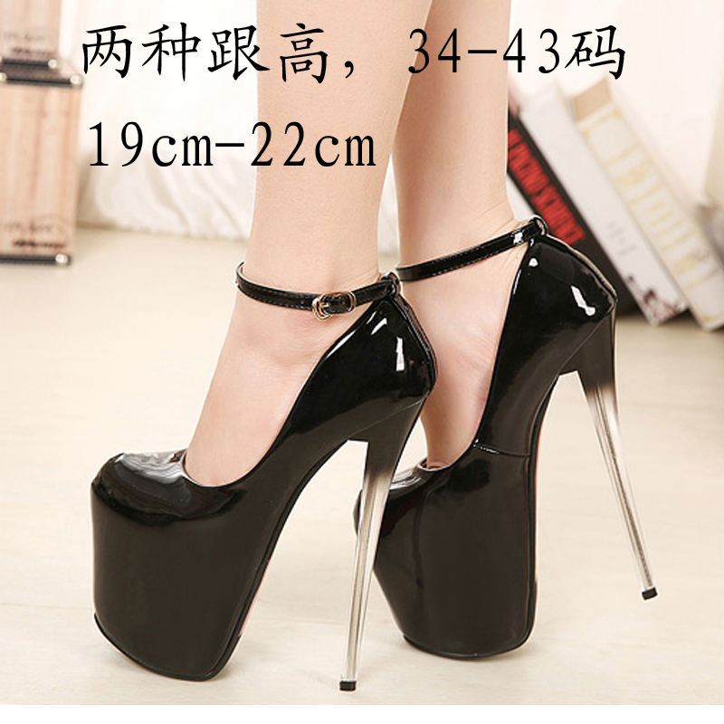 New Ultra-High Stiletto Heels 19cm 22cm Patent Leather Sexy Women's Shoes Large Size Sky-High 47 Size Bed Fun