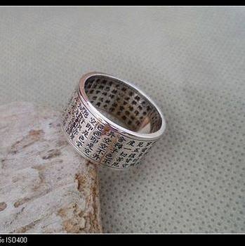 ເງິນໄທ 925 sterling silver Bangkok handmade ເງິນແທ້ຫົວໃຈ Sutra ແຫວນໂຊກດີຜູ້ຊາຍແລະແມ່ຍິງ 12-30# ລາຄາພິເສດ