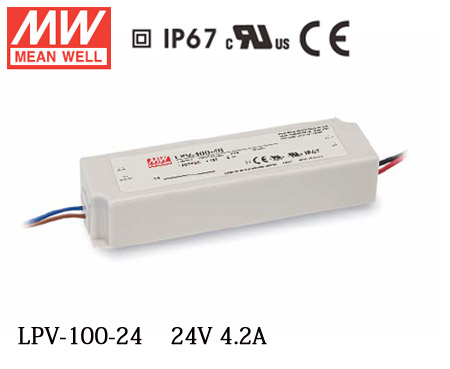 Ming Wei LPV-100-24 original LED waterproof 100W switch drive power supply 24V 4 2A constant voltage