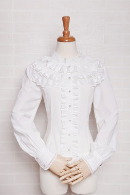 Ilya's autumn LOLITA dress, chiffon, slimming lace, court lotus leaf, flared sleeve, long-sleeved shirt