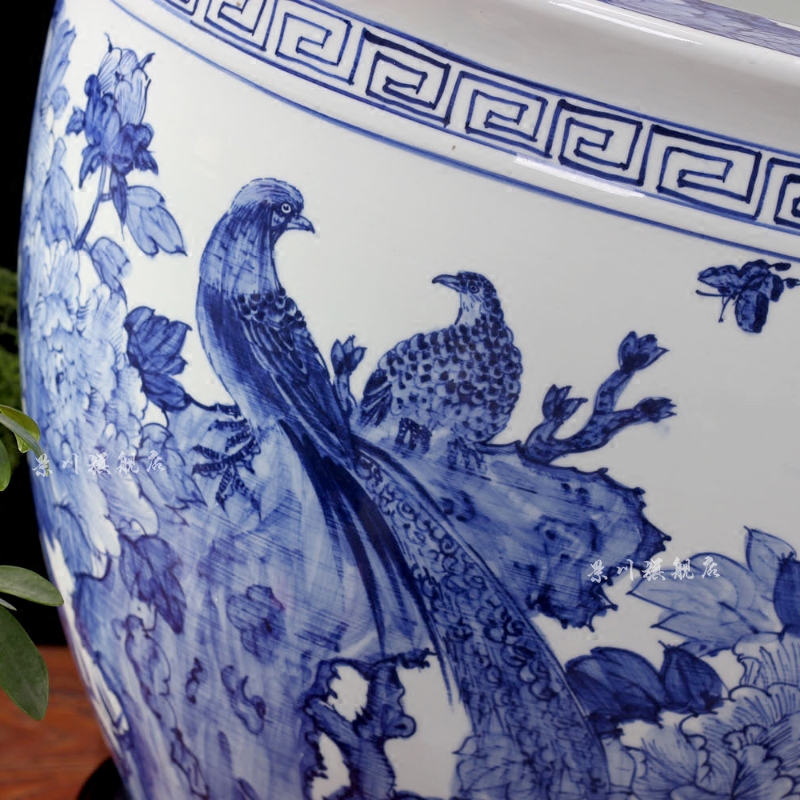 Blue and white porcelain of jingdezhen ceramics hand - made bright future water lily gold tortoise aquariums household adornment furnishing articles