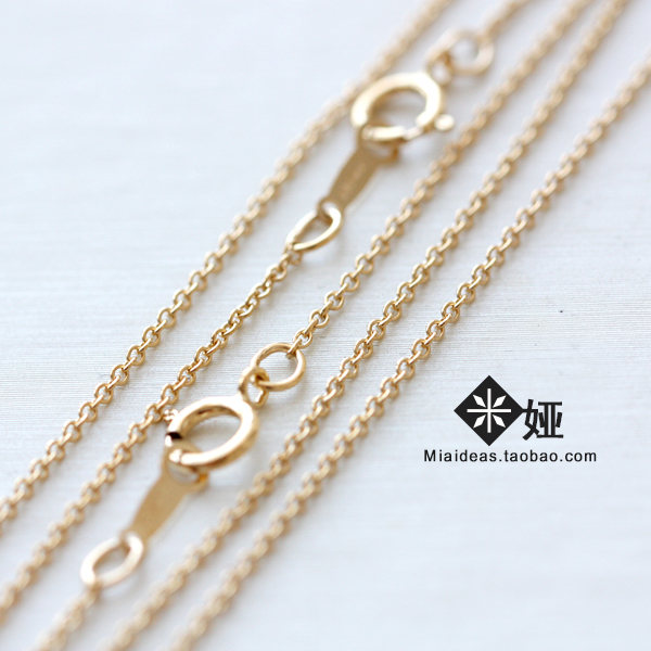 US imports 14K package gold chain 1 1mm fine O chain jewellery Jewelry Winding Finished Chain Lock Bone Chain