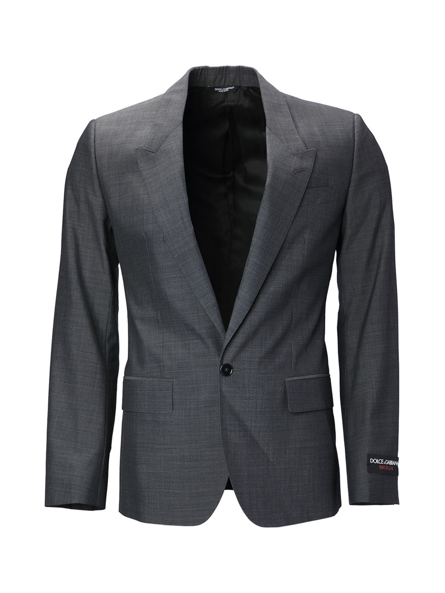 Dolce&Gabbana 灰色戗驳领一粒扣饰修身西装