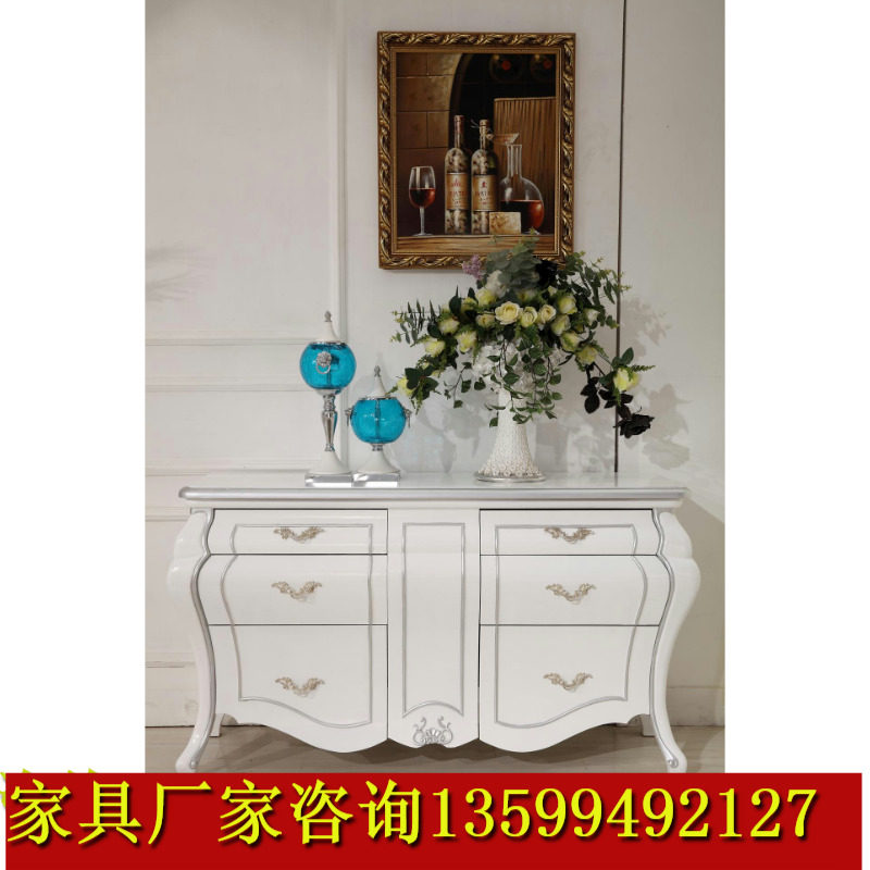 European-style neo-classical entrance cabinet foyer solid wood decorative cabinet dining cabinet storage cabinet hotel entrance cabinet living room shoe cabinet