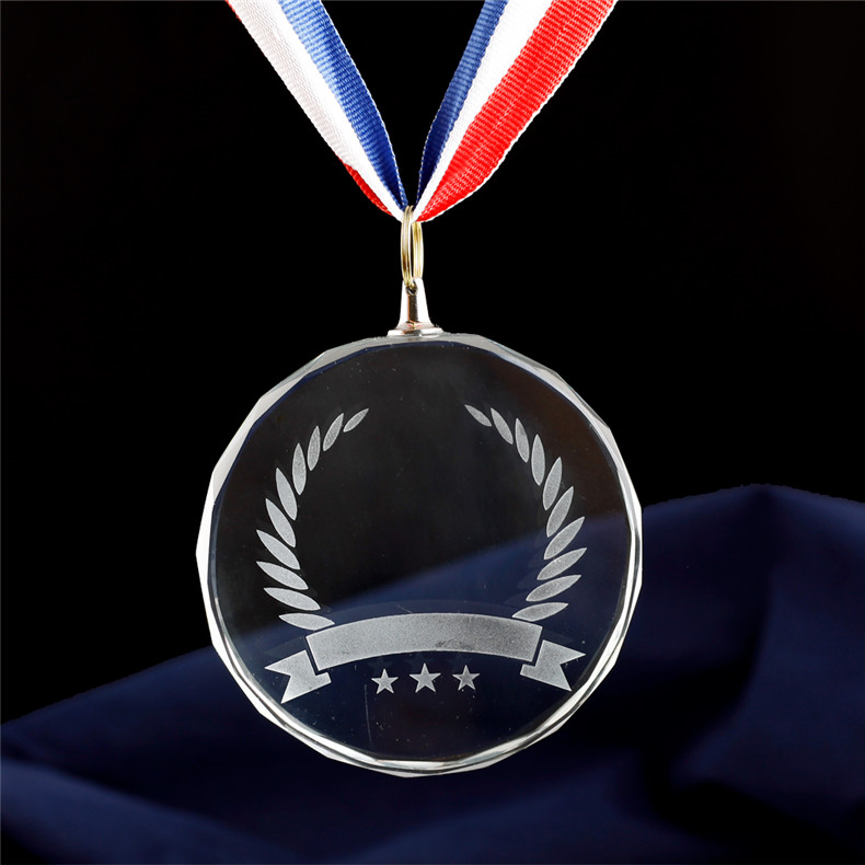 Crystal trophy medal small listing custom prize medal gold badge production school