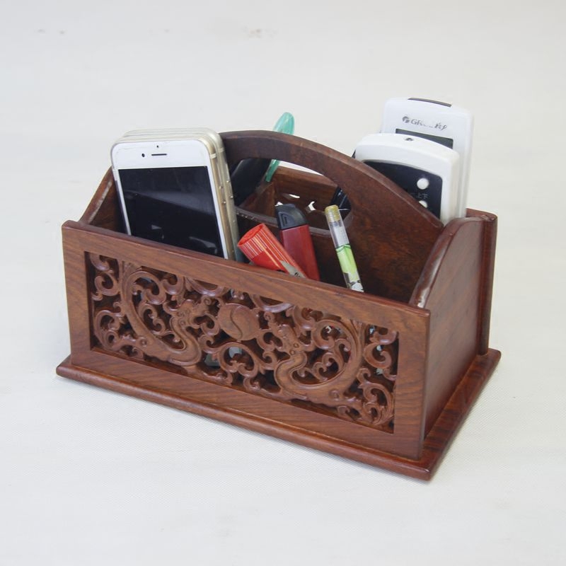 Vietnamese rosewood storage box mahogany desktop remote control shelf creative living room solid wood household storage basket