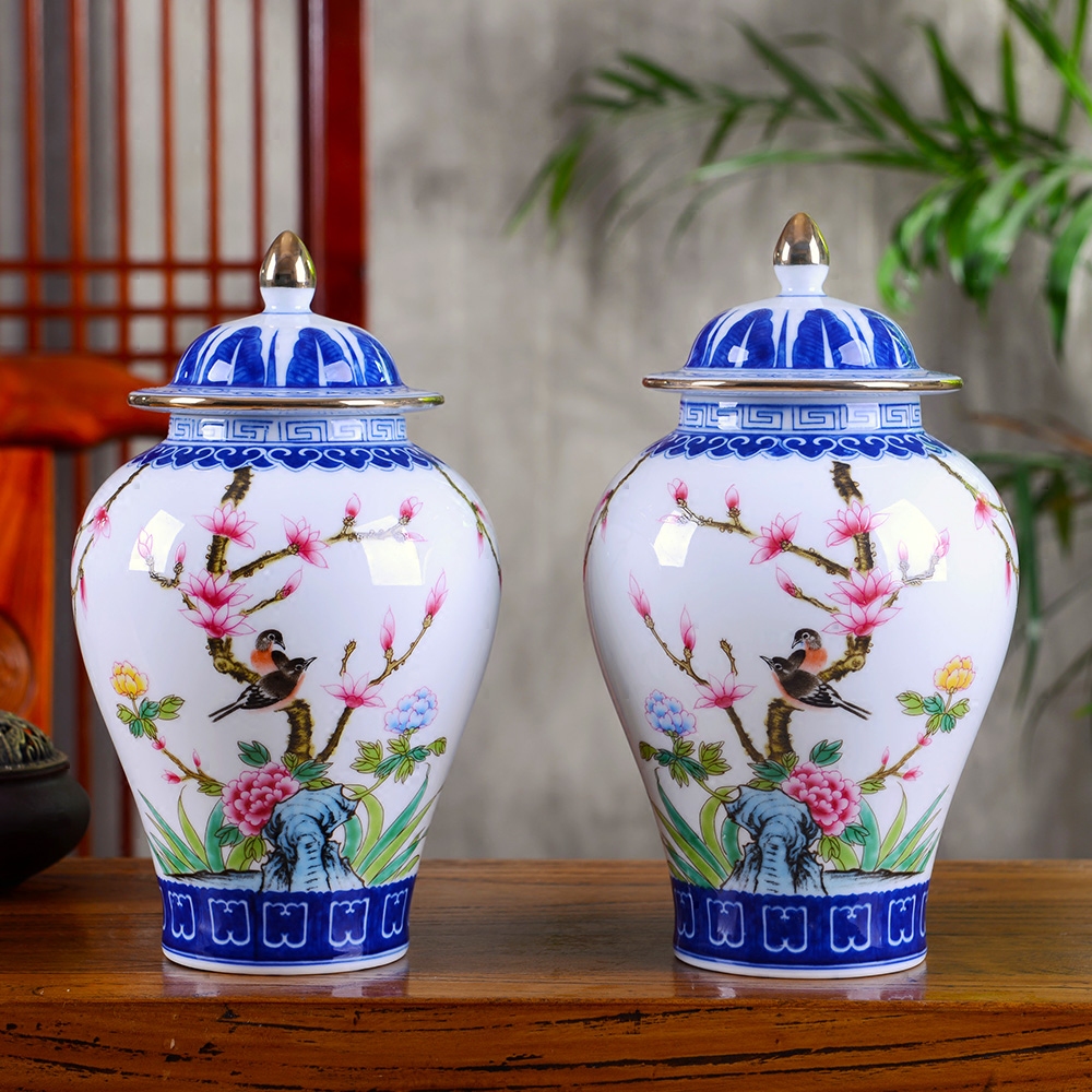 Jingdezhen ceramic floret bottle place flower arranging flower implement powder enamel flowers sitting room porch decoration of Chinese style household