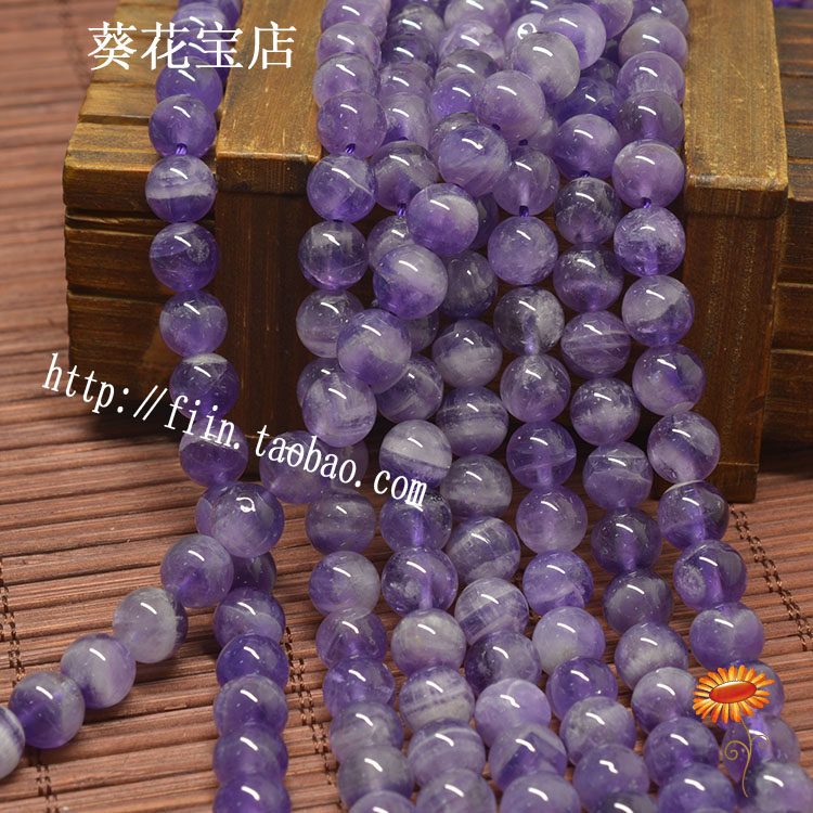 Natural Dog Tooth Purple Crystal Dream Crystal Lavender Crystal DIY Ornament Accessories Handmade Necklace Round Pearl