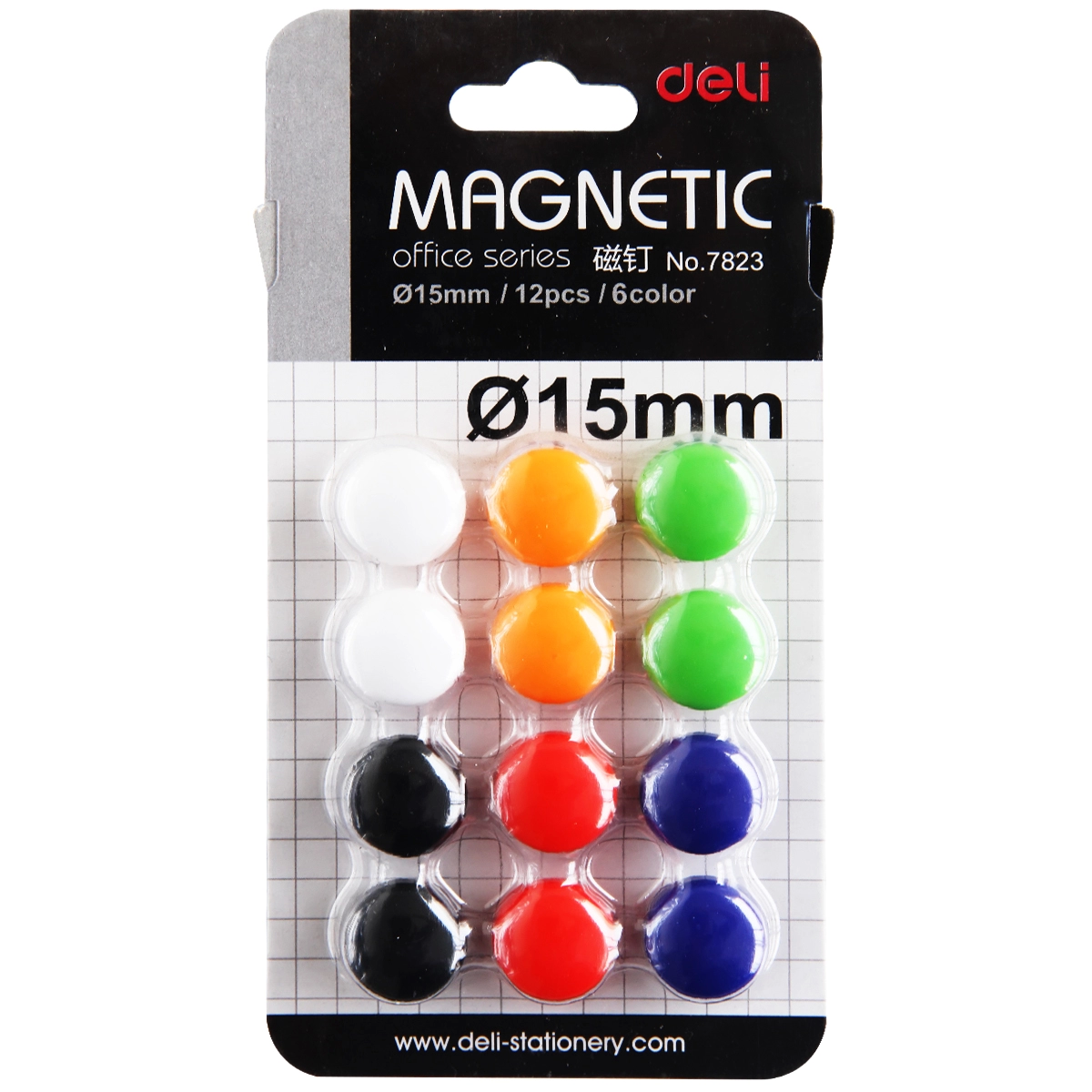 Deli 7823 magnetic grain magnetic nail whiteboard magnetic buckle whiteboard magnetic suction 15mm 12 card magnets