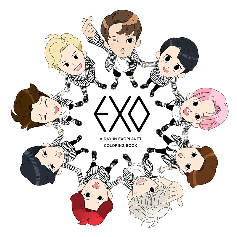 EXO卡通人物涂色书《EXO : A DAY IN EXOPLANET》官方正版