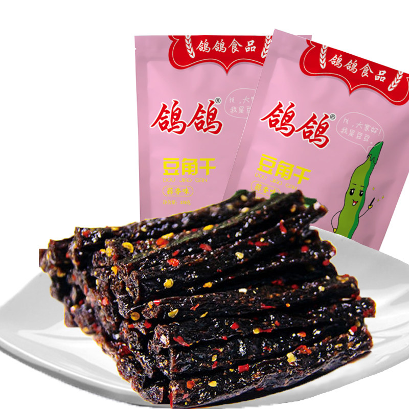 【天猫超市】鸽鸽豆角干麻辣味158g 休闲零食品辣条片豆干豆腐干