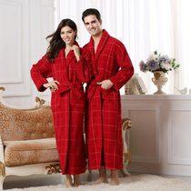Hotel pure cotton bathrobes Mens and womens towels thickened long nightgown couples cotton absorbent yukata adult autumn and winter