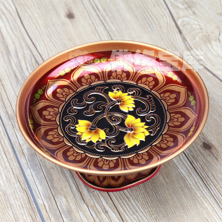 Fruit plate for Buddha 7 inch 8 inch relief ancient lotus fruit plate for fruit plate for fruit plate for God Buddha Alloy fruit plate tribute