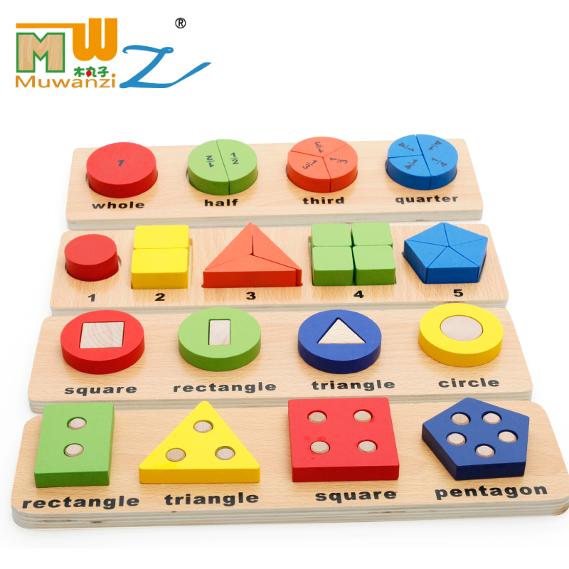 Wood pellets Wooden Geometric Puzzle Pairing Teaching Aids Kindergarten Children Early Lessons Intelligence Toys Early Education Four Sets