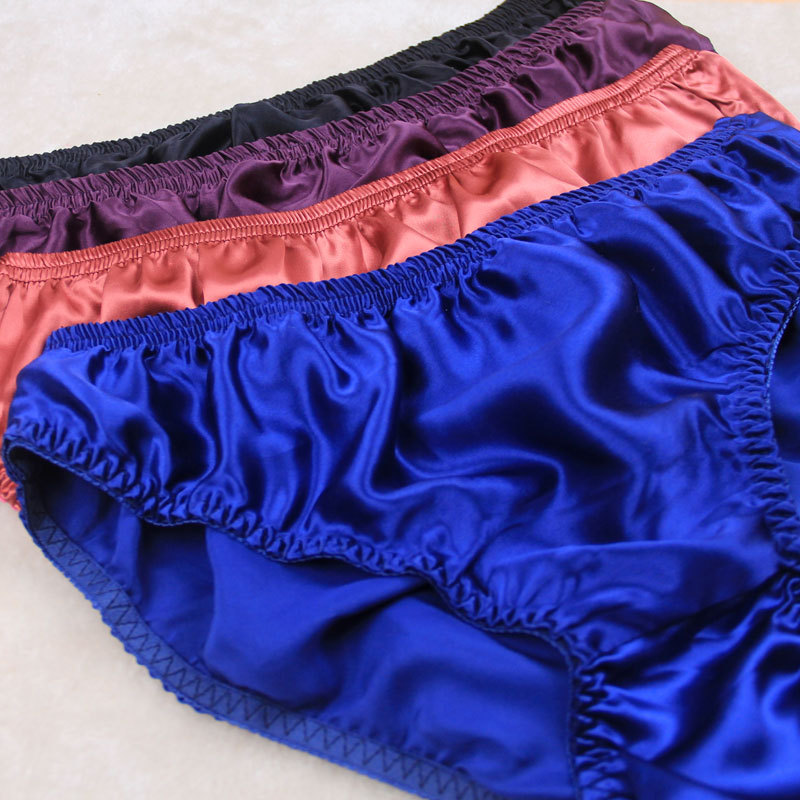 Plus Size 100% Mulberry Silk High-End Men's Silk Underwear Plain Crepe Satin Briefs Breathable and Comfortable Plus Size 100% Mulberry Silk High-End Men's Silk Underwear Plain Crepe Satin Briefs Breathable and Comfortable