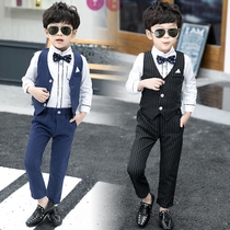 Childrens clothing boys Spring and Autumn new childrens suit vest set two sets of flower girl dress male costume tide