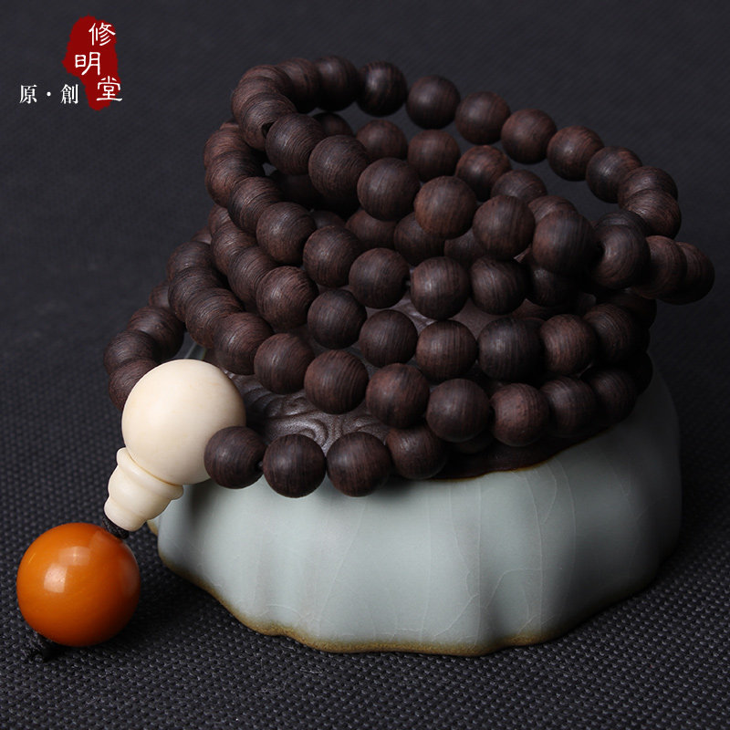 沉香特卖.越南芽庄水沉香木 男女情侣款手串6mm 8mm佛珠108颗手链