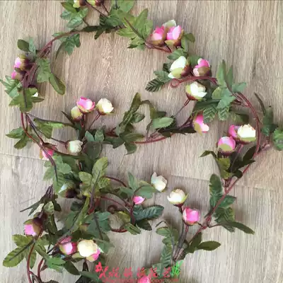 Simulation star rose rattan artificial fake silk rose vine hanging wreath wedding home decoration hanging wall placement