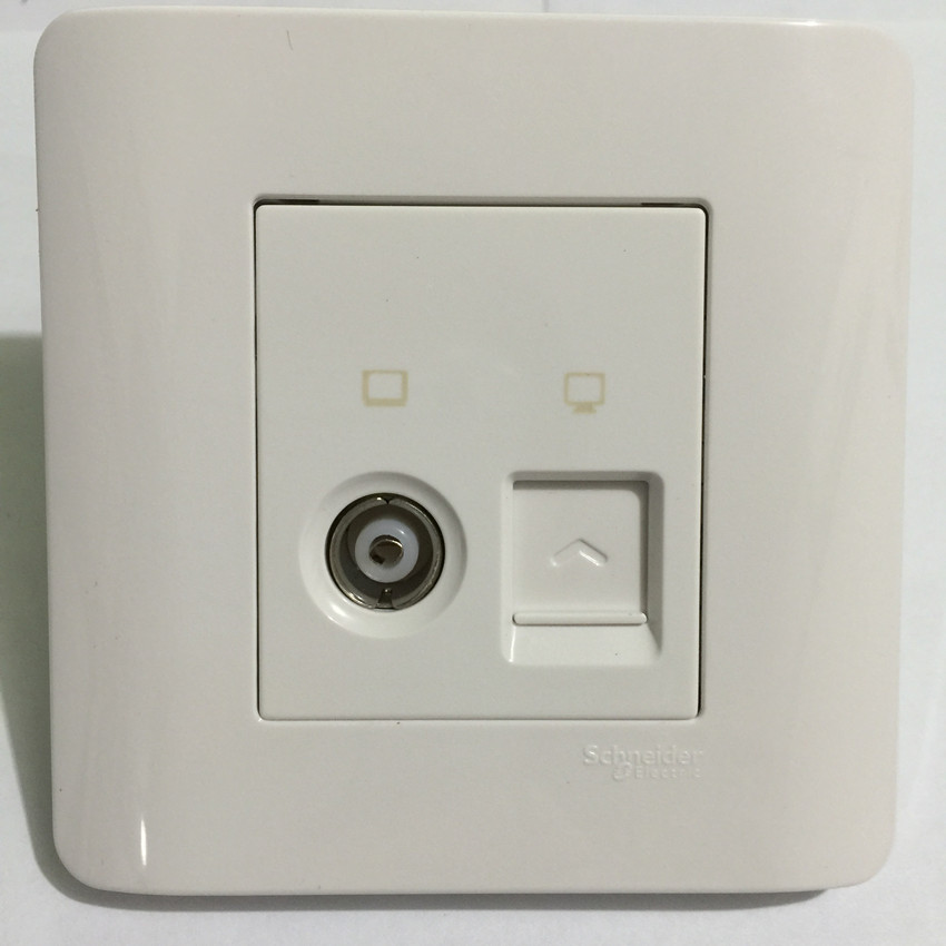 Schneider switch socket lightly classic white TV over five categories of information socket TV PC socket