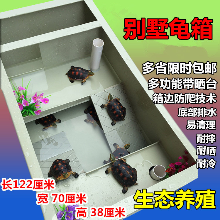 Turtle tank plastic environmental protection PP tortoise box Water turtle pool species turtle breeding box Yellow edge south stone Brazil with sun table turtle box