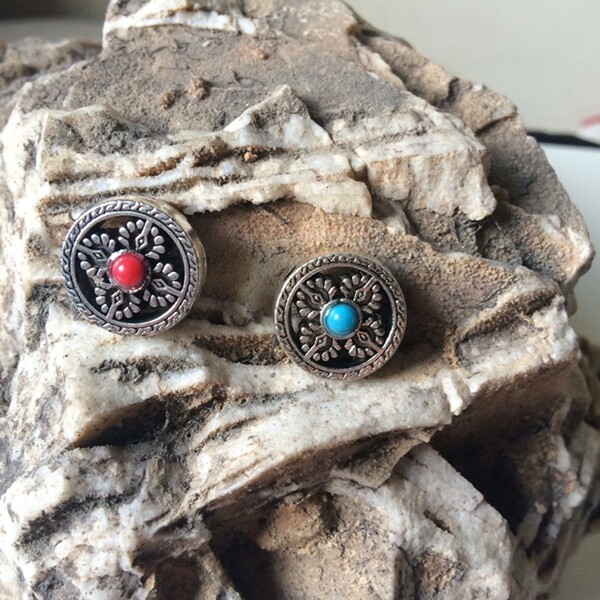 Hidden silver alloy Tibetan inlaid back Cloud Star Moon King Kong PineEye Buddha Pearl DIY Accessories