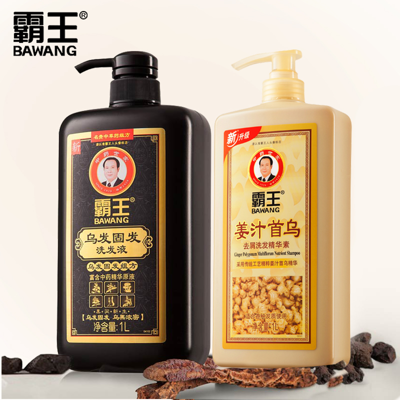 霸王姜汁首乌 乌发固发洗发水1LX2 套装 黑发密发 去屑止痒洗发液