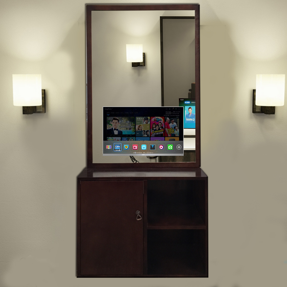 Wall Hanging Android System Smart Mirror Shop Hair Salon Mirror DeskBeauty Salon Mirror Desk with TV Multimedia Mirror Stand