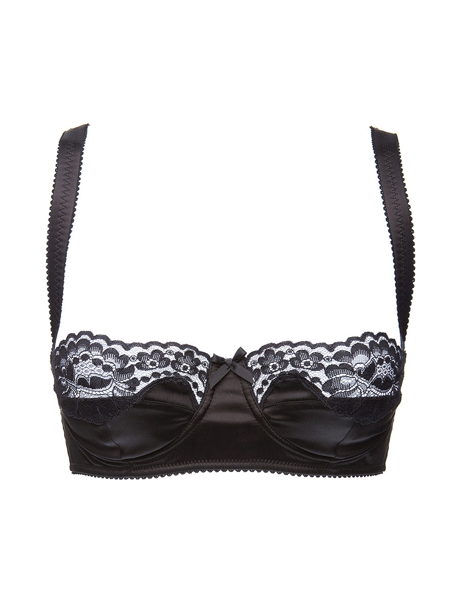 Dolce&Gabbana 黑色拼接蕾丝1/2杯薄款塑形文胸
