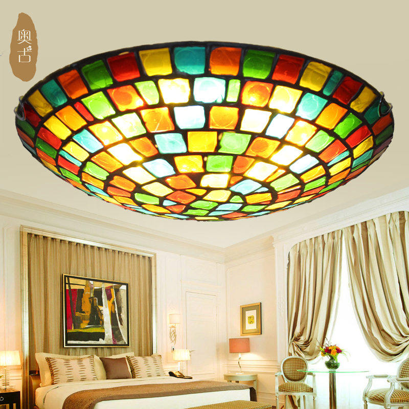 Andersen's fairy tale European-style creative personality mosaic ceiling lamp aisle lamp study lamp hallway glass balcony