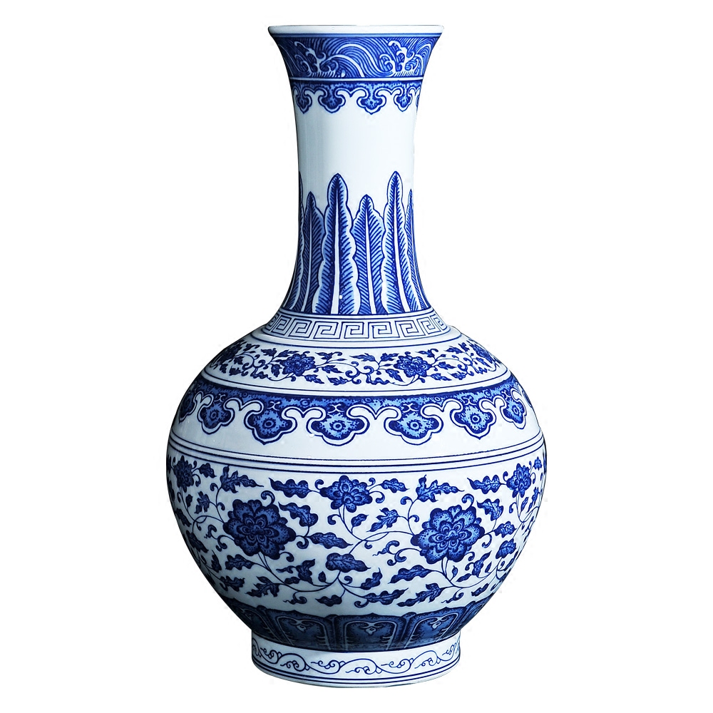 Jingdezhen blue and white porcelain vases, pottery and porcelain antique bound branch even a bottle of flower arranging Chinese style household act the role ofing is tasted the sitting room of handicraft
