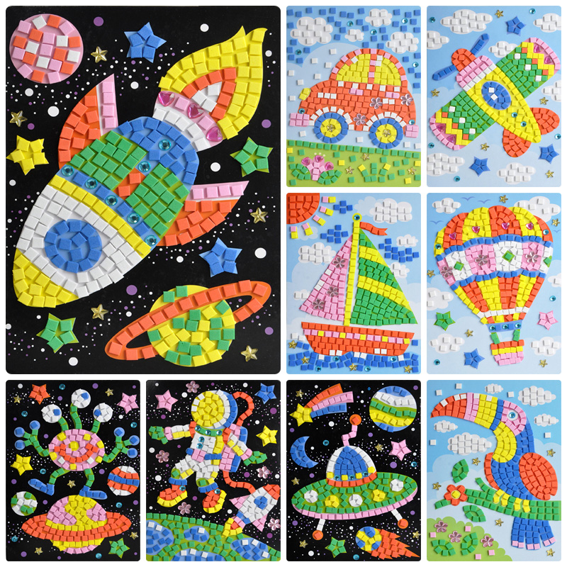 Mosaic stickers Diamond painting children's handmade material package kindergarten diy creative 3d three-dimensional Sticky Stickers