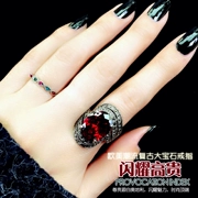 Nhẫn Ruby Hàn Quốc Thời trang Hàn Quốc hipster retro trang sức đơn giản Châu Âu và Mỹ pha lê nhẫn trẻ em ngón trỏ