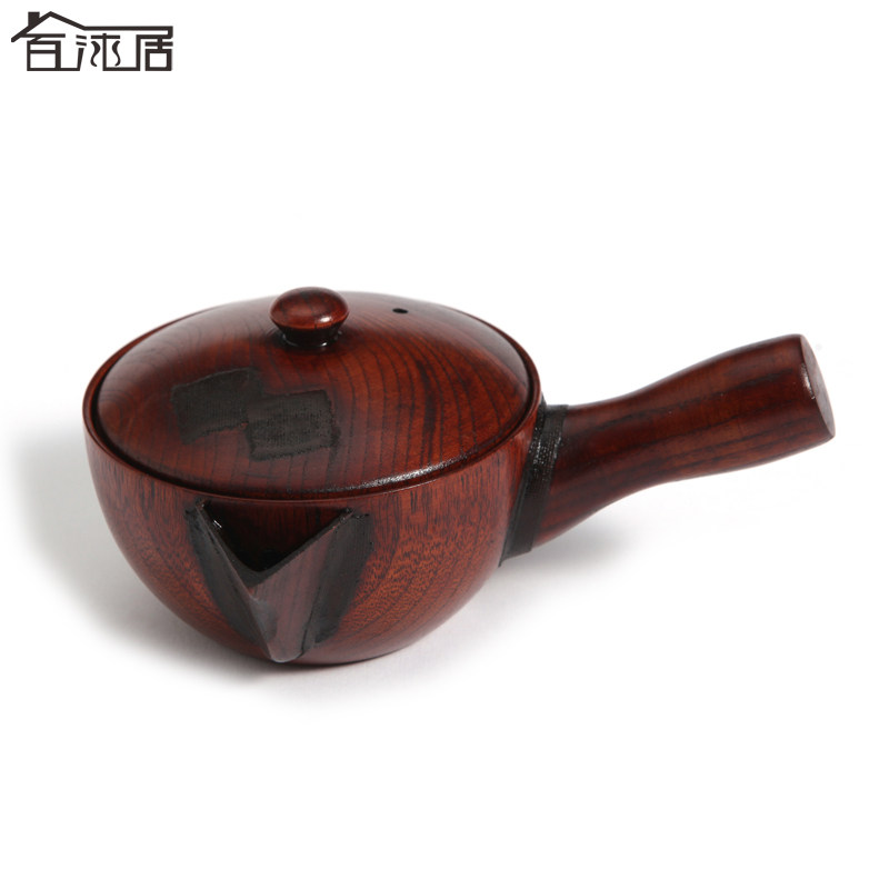 百沐居酸枣木茶壶 天然实木纯手工茶具 耐高温木纹手柄尖嘴茶壶