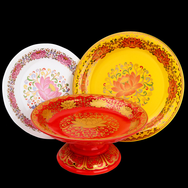 Ceramic Fruit Nursery Sketching golden lotus fruit tray Buddha Hall for disc worshidmaking Buddha Buddha Buddha Pendulum