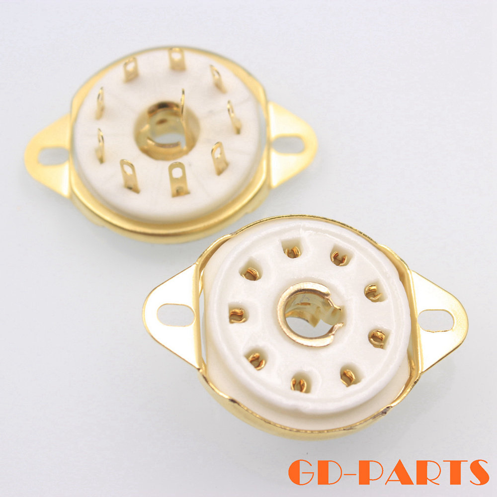 Large 9 feet EF50 EC52 TT12 EFF51 QE04 10 EF55 vacuum tube socket gold-plated GZC9-L-G