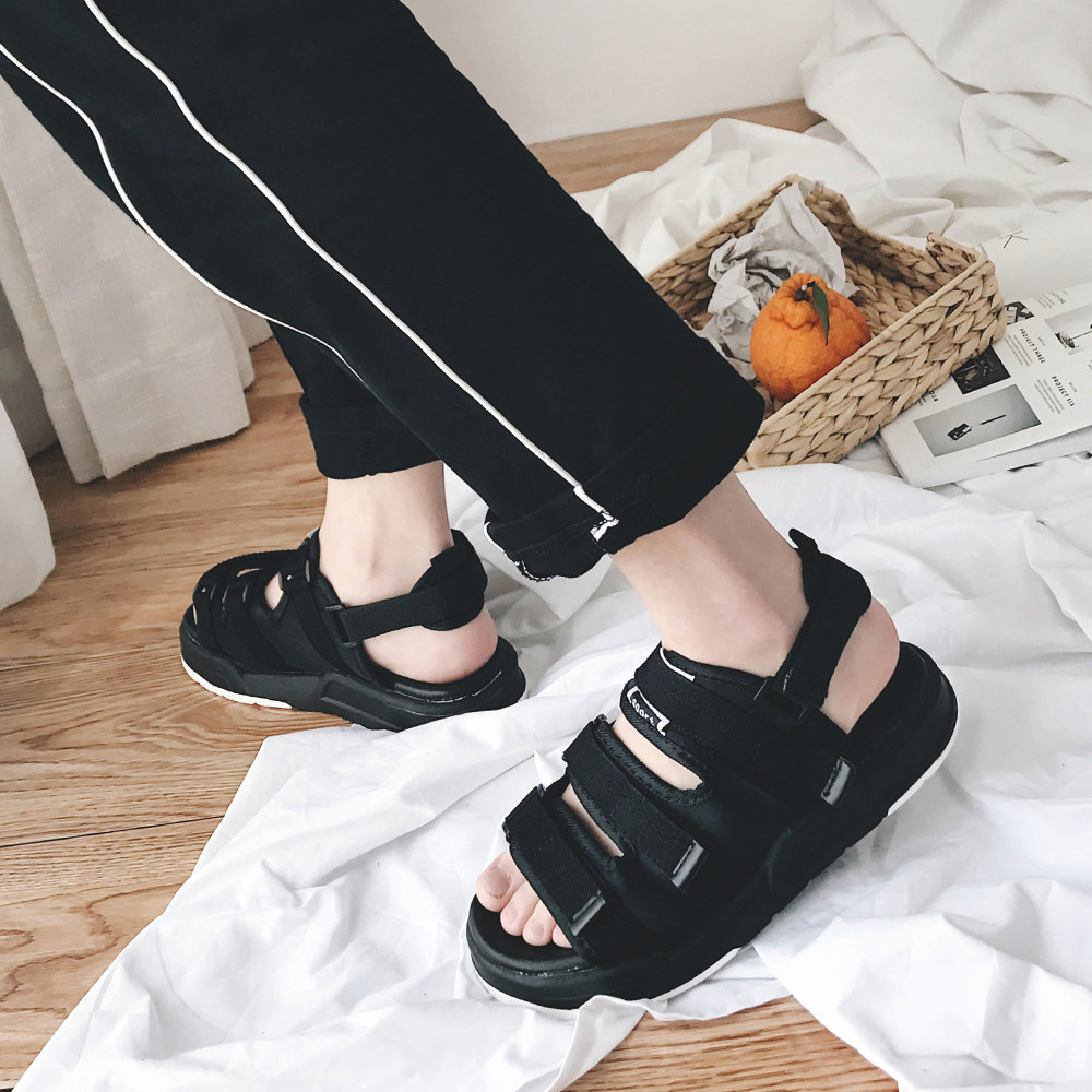 方少港风男装夏季男女防滑凉鞋魔术贴情侣百搭休闲鞋学生沙滩鞋潮